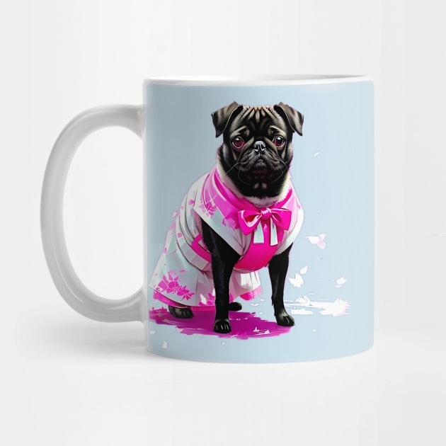 Charming Pug in Pink Hanbok Celebrating the Elegance of Korean Culture by fur-niche